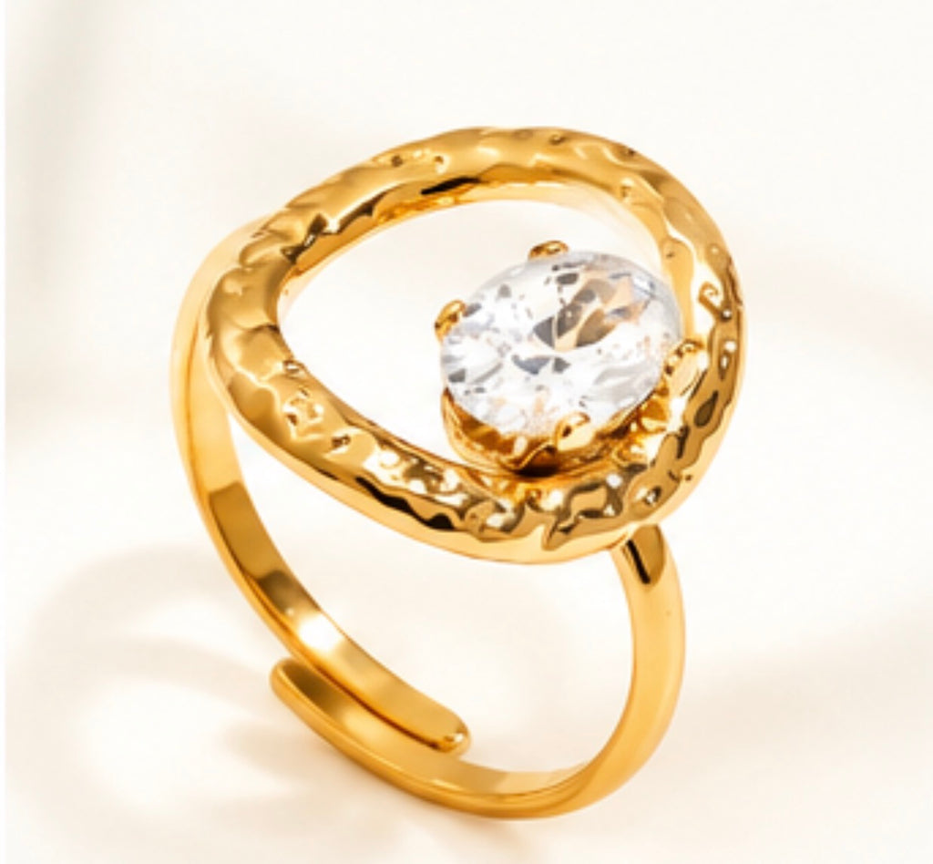 Hammered Halo Ring