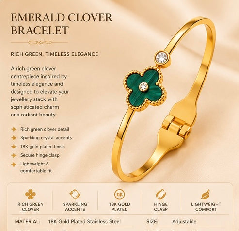Emerald clover bracelet