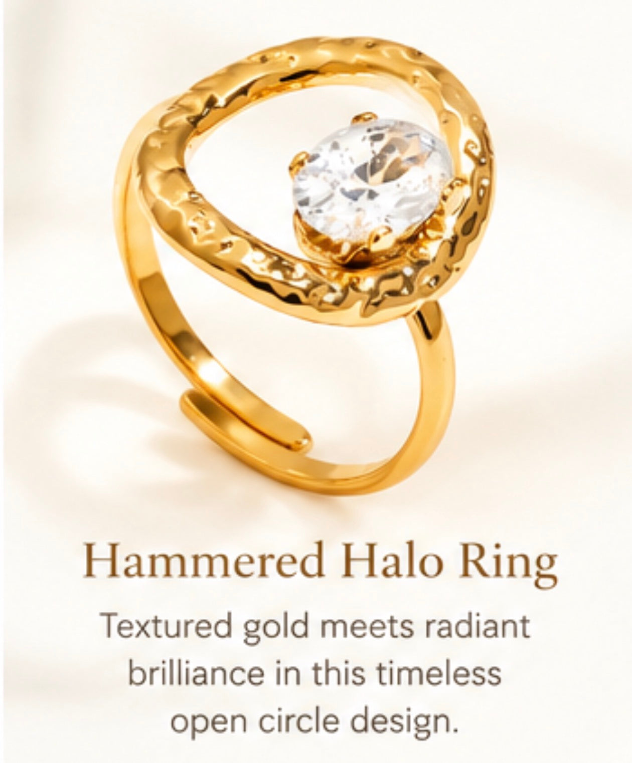 Hammered Halo Ring