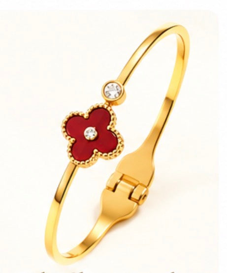Ruby Clover Bracelet